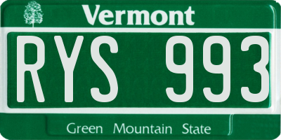 VT license plate RYS993