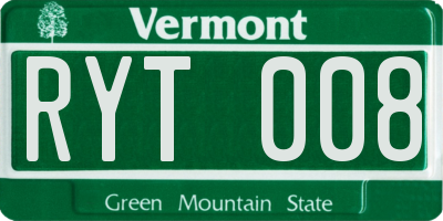 VT license plate RYT008