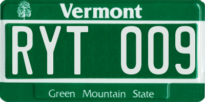 VT license plate RYT009