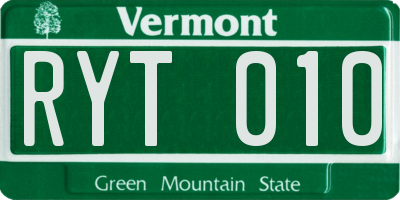 VT license plate RYT010