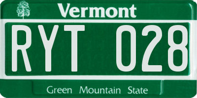 VT license plate RYT028