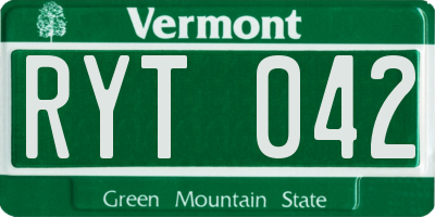 VT license plate RYT042