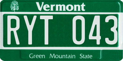 VT license plate RYT043