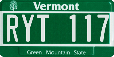 VT license plate RYT117