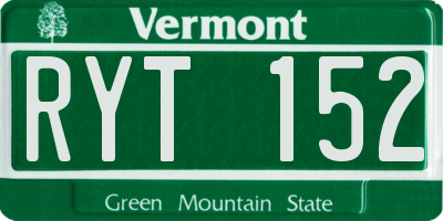 VT license plate RYT152