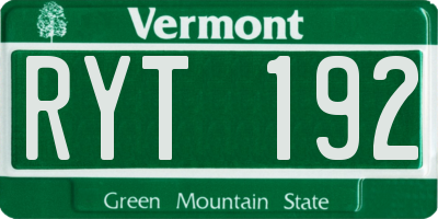 VT license plate RYT192