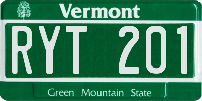 VT license plate RYT201
