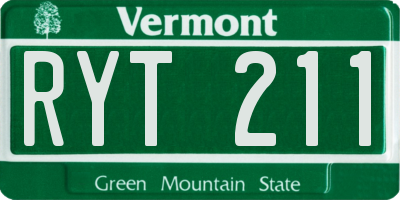 VT license plate RYT211