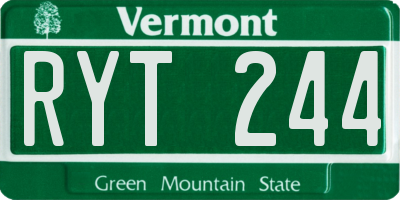 VT license plate RYT244