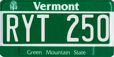 VT license plate RYT250