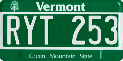 VT license plate RYT253