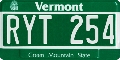 VT license plate RYT254