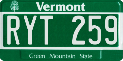 VT license plate RYT259