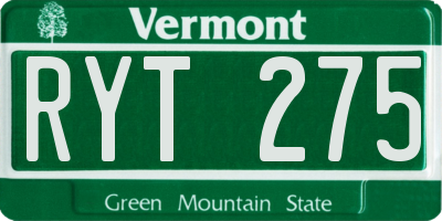 VT license plate RYT275