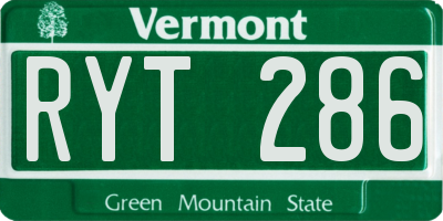 VT license plate RYT286