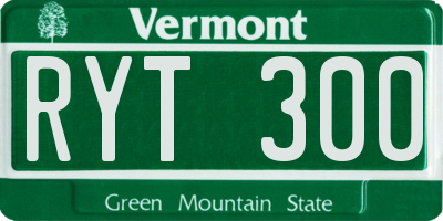 VT license plate RYT300