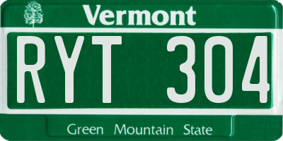 VT license plate RYT304