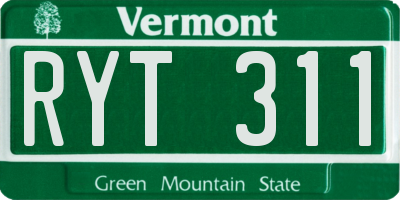 VT license plate RYT311
