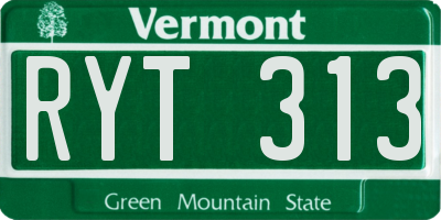 VT license plate RYT313