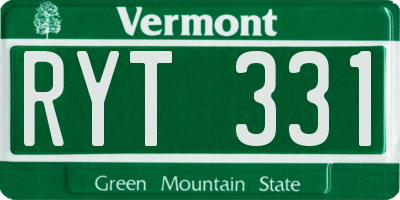 VT license plate RYT331