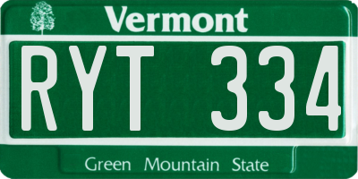 VT license plate RYT334