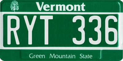 VT license plate RYT336