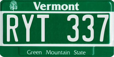 VT license plate RYT337