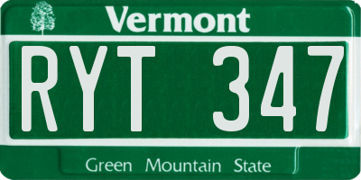 VT license plate RYT347