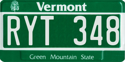 VT license plate RYT348