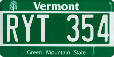 VT license plate RYT354