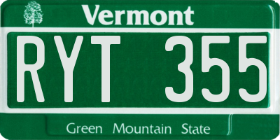 VT license plate RYT355