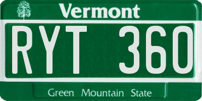 VT license plate RYT360