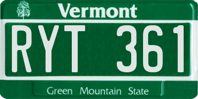 VT license plate RYT361