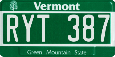 VT license plate RYT387