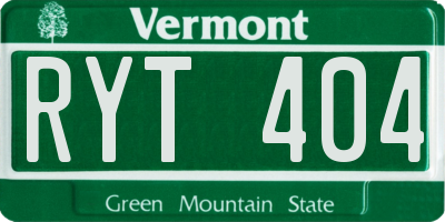 VT license plate RYT404