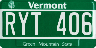 VT license plate RYT406