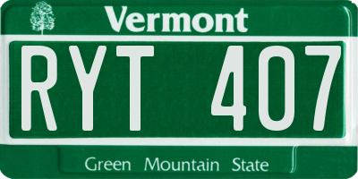 VT license plate RYT407