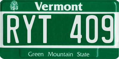 VT license plate RYT409