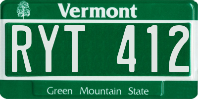 VT license plate RYT412