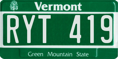 VT license plate RYT419