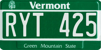 VT license plate RYT425