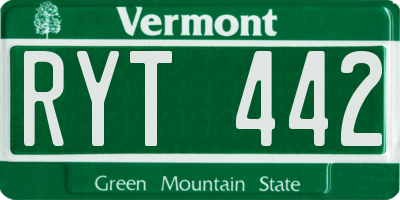 VT license plate RYT442