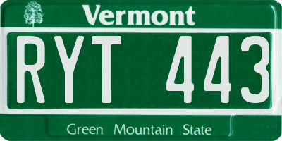 VT license plate RYT443