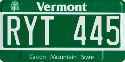 VT license plate RYT445
