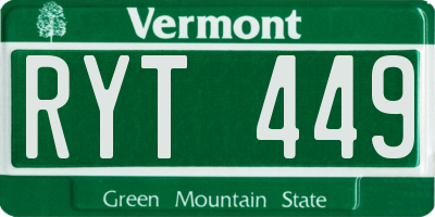 VT license plate RYT449