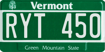 VT license plate RYT450