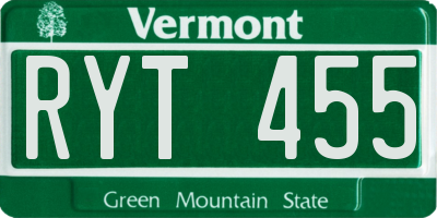 VT license plate RYT455