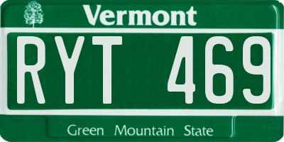 VT license plate RYT469