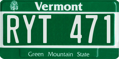 VT license plate RYT471