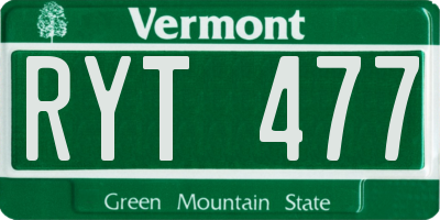 VT license plate RYT477